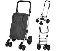 HOMCOM Einkaufstrolley klappbar Einkaufswagen mit Kühlfach, verstellbar Griff, 46L Kapazität, 3in1 Trolley, Sackkarre & Umhängetasche Einkaufsroller mit abnehmbarer Tasche, 6 Rädern Dunkelgrau Aosom