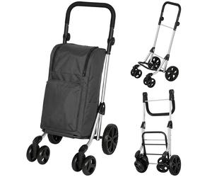 HOMCOM Einkaufstrolley klappbar Einkaufswagen mit Kühlfach, verstellbar Griff, 46L Kapazität, 3in1 Trolley, Sackkarre & Umhängetasche Einkaufsroller mit abnehmbarer Tasche, 6 Rädern Dunkelgrau Aosom