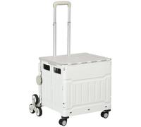 HOMCOM Einkaufstrolley klappbar mit verstellbarem Teleskopgriff, Treppensteiger bis 80 kg, mit Deckel, weiß für Einkäufe & Reisen Aosom.de