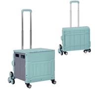 HOMCOM Einkaufstrolley Klappbar, Einkaufswagen mit Verstellbarem Teleskop-Griff, Treppensteiger mit Deckel, Transportwagen bis 80 kg Tragbar, Grün