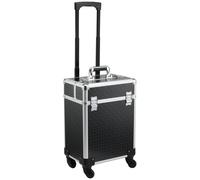 HOMCOM Koffer Trolley Make-up Koffer Kosmetik Vanity Teleskopgriff verstellbar 34L x 24B x 52H cm Alu. Schwarz Aosom