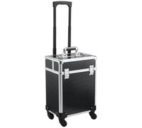 HOMCOM Trolley-Koffer, Make-up-Koffer, Kosmetikkoffer, Teleskopgriff, verstellbar, 34 x 24 x 52 cm, Aluminium, Schwarz