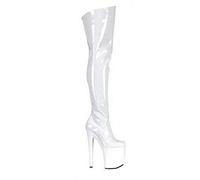 HOMDREAM High Heels 20CM Over The Knee Boots Super-High Heel Pole Dance Boots Für Damen Mit Dicken Sohlen,White-46