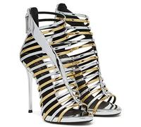 HOMDREAM High Heels Sandalen 13CM Sommer Gold Silber Riemen Mit Offenen Zehen,Silver-42