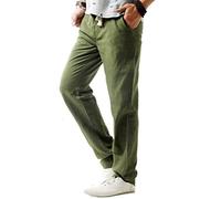 HomDSim Leinenhose Herren Sommer Lang Casual Strandhosen Leinen Hose Männer Freizeithose mit Gummizug