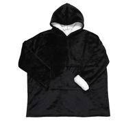 HOME DECO FACTORY, TX9425, Black Sherpa Interior Hoodie, Soft and Practical Comfort, Ideal for Cocooning and Relaxing, Multifunctional as a Plaid or Bed Throw, Size L, Black