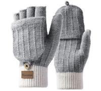 Homealexa Fingerlose Handschuhe mit Mitten-Klappe - Warme Winter Strick Handschuhe für Herren und Damen zum Laufen, Radfahren & Outdoor