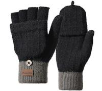 Homealexa Winter Handschuhe Damen Fingerlose Handschuhe Baumwolle Halb Fingerhandschuhe mit Flip-Top, Warme Strick Handschuhe für Damen und Herren