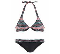 Bügel-Bikini HOMEBOY, Damen, Gr. 38, Cup C, schwarz (schwarz, rosa), Polyamid, unifarben, Bikini-Sets Bügel-Bikini, im Ethno-Look (754176-38) schwarz, rosa
