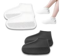 Homefantasy 2 Paar Silikon Überschuhe,überschuhe Wasserdicht,Regenüberzieher Schuhe,Silikon Regenüberschuhe,Wiederverwendbare Schuhüberzieher,mit Antirutschsohle für Regen,Schneetag, L(Größe: 37-42)