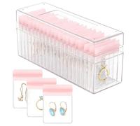 HOMEHIVE Acryl-Schmuck-Organizer, transparente Schmuck-Organizer-Box mit 20 tragbaren Schmucktaschen, Reise-Schmuckschatulle, Schmuckaufbewahrung für Ohrringe/Ringe/Halsketten für Frauen und Mädchen,