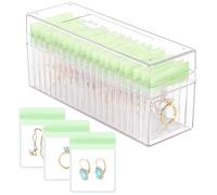 HOMEHIVE Acryl-Schmuckkästchen, transparenter Schmuck-Organizer mit 20 tragbaren Schmucktaschen, Anlaufschutz, Reise-Schmuckschatulle für Ohrringe/Ringe/Halsketten für Damen und Mädchen, Grün