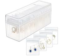 HOMEHIVE Acryl-Schmuckkästchen, transparenter Schmuck-Organizer mit 20 tragbaren Schmucktaschen, Anlaufschutz, Reise-Schmuckschatulle für Ohrringe, Ringe, Halsketten, Armbänder, Geschenk für Frauen
