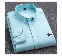 Homeilteds 100% Baumwolle Oxford-Hemd Herren-Langarmsticker Bestickt Lässig Ohne Tasche-Vollkleid-Hemd Casual (Color : Sky Blue, Size : L.)