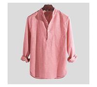 Homeilteds Baumwolle Langarm Herren Hemden Frühling Herbst Gestreifter Slim Fit Stehkragen Hemd Männliche Kleidung Plus Größe 5XL Casual (Color : Red, Size : XL.)