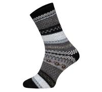 HomeOfSocks 2 Paar Warme Hygge Socken Für Herren Und Damen Aus Echter Wolle - Wollsocken Mit Fröhlich Bunten Mustern Und Druckarmer Zehennaht | Schwarz Gr. 35-38