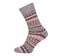 HomeOfSocks Ein Paar Bunte Jacquard Muster Wollsocken Für Damen Und Herren Weiche Dicke Kuschelsocken Hyggelig Warm Mit 45% Wolle | Grau Gr. 47-50