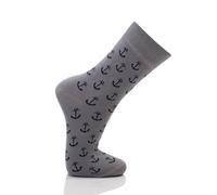 HomeOfSocks Ein Paar Maritime Anker Socken Herren und Damen - Socken Mit Motiv In Verschiedenen Farben - Weiche, Baumwollsocken | Grau Gr. 43-46