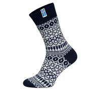 HomeOfSocks Flaggensocken Island - Damen Und Herren Kuschelsocken Aus Wolle - Dicke Socken Mit 60% Wollanteil Und Isländischer Flagge | Navy Gr. 43-46