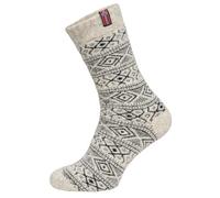 HomeOfSocks Norweger Socken Für Damen Und Herren - Skandinavische Socken Kuschelsocken Aus Wolle - Dicke Socken Hyggelig Warm 80% Wollanteil | Weiß Gr. 39-42