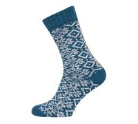 HomeOfSocks Wollsocke Hygge Wintermuster blau Damen - 1 Paar, Größe 35-38
