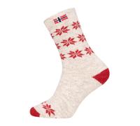 HomeOfSocks Wollsocke Skandinavisch Thick Flag Norwegen ecru/rot - 1 Paar, Größe 43-46