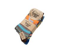 HomeOfSocks Wollsocken Hygge mit Elch Motiv mehrfarbig braun/blau Damen - 2 Paar, Größe 39-42