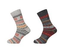 HomeOfSocks Wollsocken Hygge Norweger Design anthrazit/grau/bunt - 2 Paar, Größe 39-42