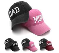 homeSlik Mom and Dad Hats New Mom Gifts Embroidered Hats for Men Women Adjustable Baseball Cap New Parents Gifts for Couples, Schwarzer Papa-Hut und rosa Mama-Hut, Einheitsgre