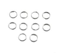HomeVortex 10 x 8 mm Manganstahl-Spaltringe, robuste, flache Schlüsselanhänger für Camping, Wandern, Ausrüstung, glatte Kanten, Metall-Schlüsselhalterring (Silber)