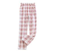 Homewear Hose Damen Weihnachten Schlafanzughose Schlafanzug 7/8 Hosen Winter Haushose Pyjamas Halloween Kuschelhose Halloween Pyjama Hose Karierte Schlafanzug Damen Lang Rosa L