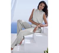 Homewearhose FRENCH CONNECTION, Damen, Gr. 32/34, N-Gr, grau (hellgrau, meliert), Rippstrick, Obermaterial: 50% Viskose (LENZING ECOVERO), 28% Polyester, 22% Polyamid, unifarben, meliert, modisch, beq