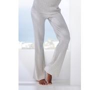 Homewearhose FRENCH CONNECTION, Damen, Gr. 40/42, N-Gr, grau (hellgrau, meliert), Rippstrick, Obermaterial: 50% Viskose (LENZING ECOVERO), 28% Polyester, 22% Polyamid, unifarben, meliert, modisch, beq