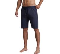 Homewearhose GÖTZBURG "New York", Herren, Gr. 48S, N-Gr, blau (blau, dunkel, uni), Single Jersey, Obermaterial: 100% Baumwolle, unifarben, relaxed fit knielang, Hosen, Baumwolle, Kordelzug, bequem (98