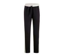 Homewearhose GOLDNER "Kurzgröße Sportive, bequeme Viskose-Stoffhose", Damen, Gr. 21, K-Gr, schwarz (schwarz, beige), Obermaterial: 64% Viskose CV. 30% Polyester PES. 6% Elasthan EL., figurumspielend, 