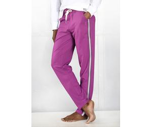 Homewearhose H.I.S, Damen, Gr. 40/42, N-Gr, lila (beere), Trikot, Obermaterial: 77% Baumwolle, 20% Polyester, 3% Elasthan, unifarben mit Farbeinsätzen, Basic, bequem lang, Hosen, -Loungehose mit seitl