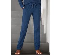 Homewearhose LASCANA, Damen, Gr. 32/34, N-Gr, blau (blau, meliert), Rippware, Obermaterial: 56% Polyester, 41% Viskose, 3% Elasthan, unifarben, meliert, casual, Basic lang, Hosen, Lounge-/ Strickhose