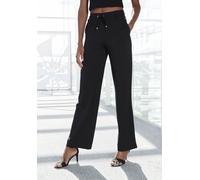 Homewearhose LASCANA, Damen, Gr. 32/34, N-Gr, schwarz, Obermaterial: 70% Viskose, 25% Polyamid, 5% Elasthan, unifarben, Basic, Hosen, in weich fließendem Material, Loungewear (28396811-32) schwarz