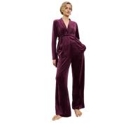 Homewearhose TRIUMPH "Sensual Velour Wide Leg Trousers", Damen, Gr. 38, N-Gr, lila (deep burgundy), Samt, 95% Polyester, 5% Elasthan, unifarben, bequem knöchellang, Hosen, elegante lässige Passform (6