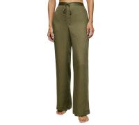 Homewearhose TRIUMPH "Silky Sensuality Trousers", Damen, Gr. 42, N-Gr, grün (martini olive), Satin, 100% Lyocell, unifarben, bequem knöchellang, Hosen Homewearhose, mit Monogram-Jaquard (41440116-42)