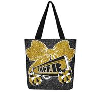 Homewish Cheerleading Lebensmitteltasche Bow Canvas Tote Bag, Glitter Pailletten Print Einkaufstasche Psychedelic Stars Canvas Tasche