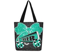 Homewish Cheerleading Lebensmitteltasche Bow Canvas Tote Bag, Glitter Pailletten Print Einkaufstasche Psychedelic Stars Canvas Tasche