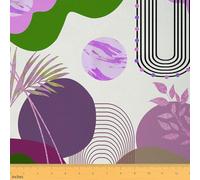 Homewish Lila Grün Braun Polyester Stoff 184x150cm Mitte des Jahrhunderts Modern Boho Stoffe zum Nähen Bohemian Abstrakt Polsterstoff Mode Minimalistischer Stil Dekostoffe DIY Kunst
