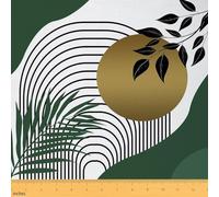 Homewish Mitte des Jahrhunderts Boho Stoff Meterware 460x150cm Grün Gold Stoffe zum Nähen Minimalistische Sonne Blätter Patchwork Stoffe Paket Moderne Mode DIY Reupholstery Polsterstoff