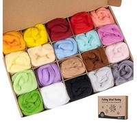Homewit Filzwolle, 20 Farben je 10 Gramm, 200g Filzwolle DIY Dekorativen Woll zum Stricken Trockenfilzen und Nassfilzen, Natürliche Schafwolle zum Filzen von Elfen und Feen