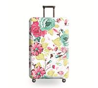 Homeyang Kofferhülle Rosa Grüne Blumen Koffer Schutzhülle Waschbar Kofferüberzug Polyester Spandex Luggage Cover 18 bis 32 Zoll Kofferschutz Reise Kofferschutzhülle Elastisch (XL)