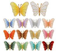Homirty 14 Stück Schmetterling Patches, Aufnäher Patches zum Aufbügeln, Aufnäher Bügelflicken, Bestickte Bügelbilder, Bügelflicken Schmetterlings für Aufnähen oder Aufbügeln auf Kleidung, 14 Farben