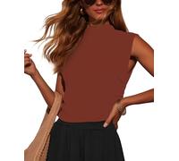 Homlan Tank Top Damen Sommer Ärmellose Oberteile Slim Fit Basic Tshirt | Rollkragen Tops, Sexy Elegant Blusentop, Crop Top, Seitenfalten-Design