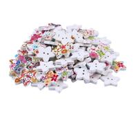 HOMOBABE 200 Stück Holzknöpfe Sternform Bunte DIY Nähknöpfe für Bastelprojekte Kleidung Dekoration Scrapbooking Zubehör Holzknöpfe zum Nähen und Handarbeiten