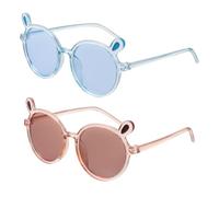 HOMOCONO 2 Stück pack Sonnenbrille mit Bärenohr Augenbrille UV Schutz Blau für Strandtrip und Sommerfest